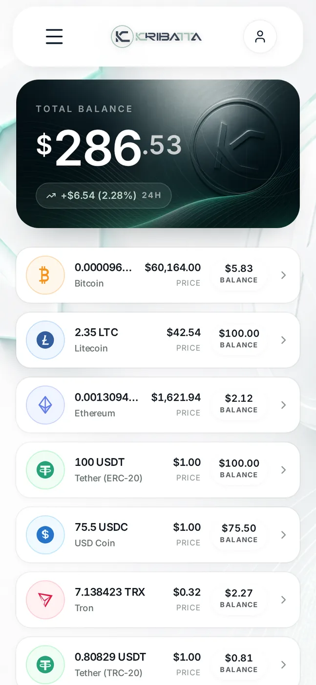 Kribatta app — Balances