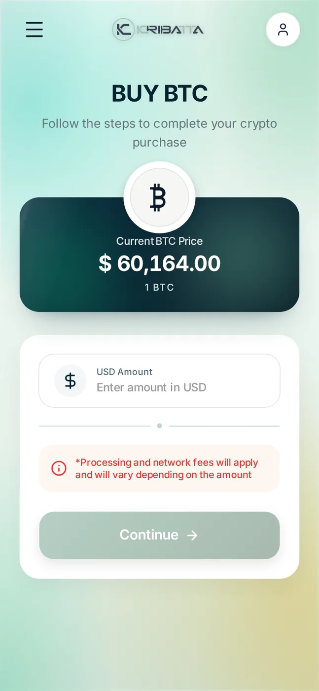 Kribatta app — Buy crypto